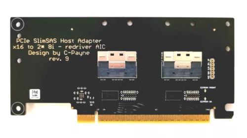 SlimSAS PCIe gen4 Host Adapter x16 -REDRIVER AIC-