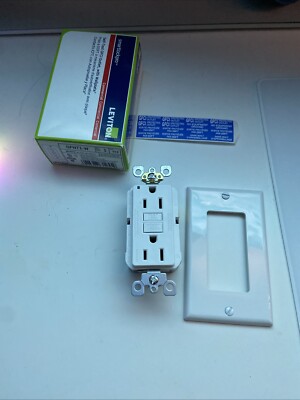 Leviton 15 Amp, Self Test, GFCI Outlet with LED Indicator Light, White, GFNT1-W