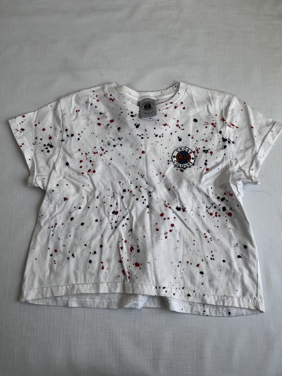 Cross Colours Womens Ya Dig Crop Tee White With Paint… - Gem