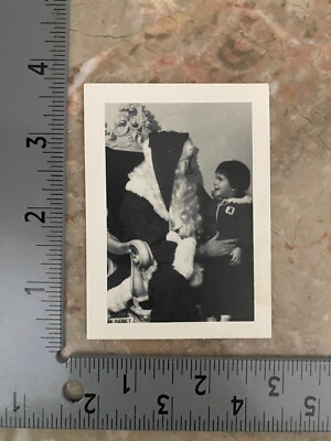 Vintage Black White Photo of Child on Santa's Lap Smiling 