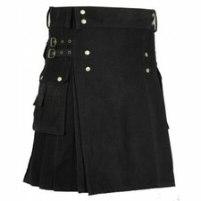 Men's Stylish Black Wedding Utility Kilt - Utility Kilts