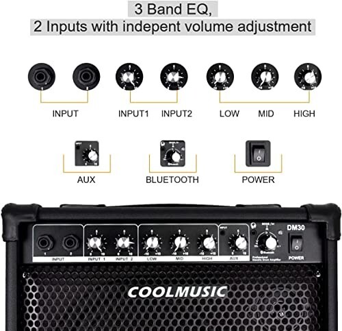 Coolmusic AMP 30-Watt Electronic Drum Amplifier Keyboard Amplifier - Picture 9 of 12