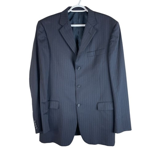 Burberry London Super 120's Wool Pin Stripe Blazer Jacket Mens 42 Long Navy Blue - Picture 2 of 5