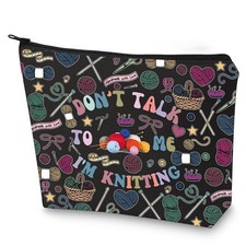 WZMPA Knitting Cosmetic Bag Crochet Inspired Gift Don't Talk To Me I'm Knitti...