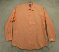 Apt. 9 Premiere Flex Button Up Shirt Men's X-Large Slim Peach White Color Blend