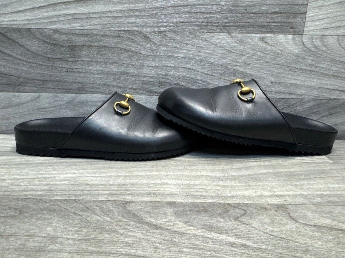 Gucci Slide River Mule en cuir noir   Authentique (A1D020953)