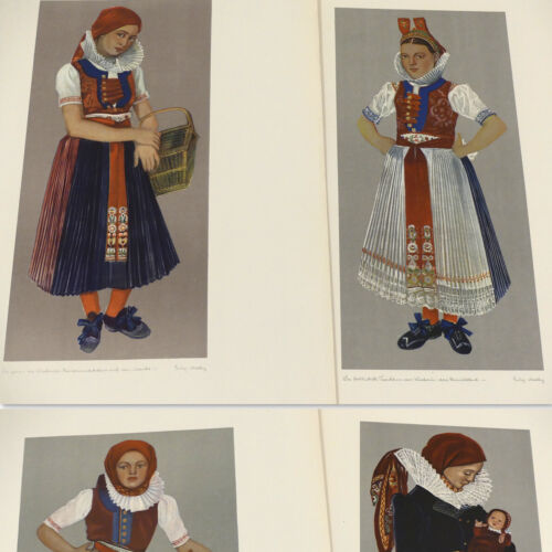 Portfolio de robes traditionnelles des Sudètes 1943 avec assiettes costume allemand iglau - Photo 1/1