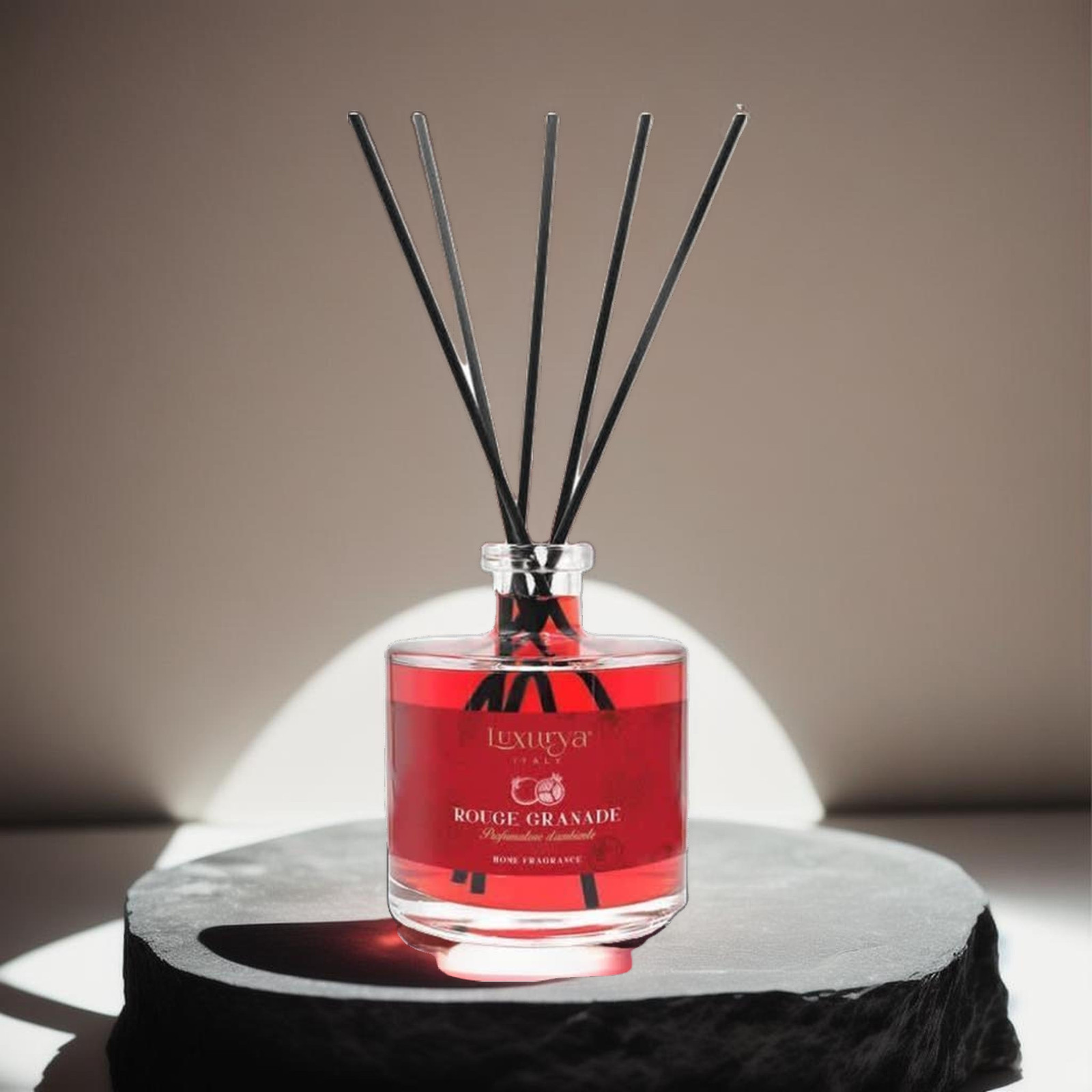 Luxurya parfum ambiance Rouge Grenade, à la grenade, diffuseur bâtonnets, 500 ml