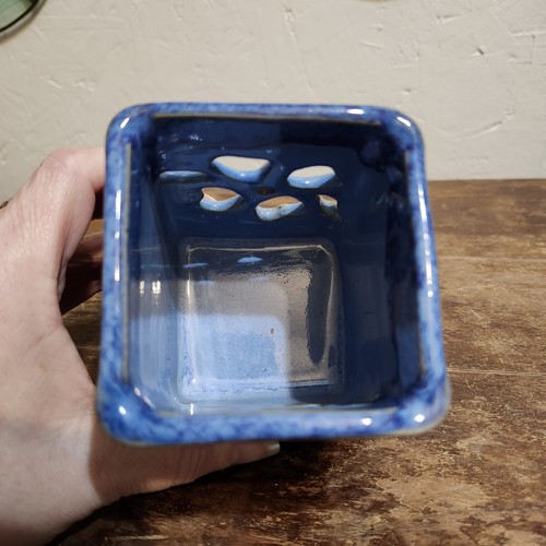Handmade Pottery SMP Tennessee Smokey Mountain Pottery Blue Votive Candle Holder - Picture 5 of 8