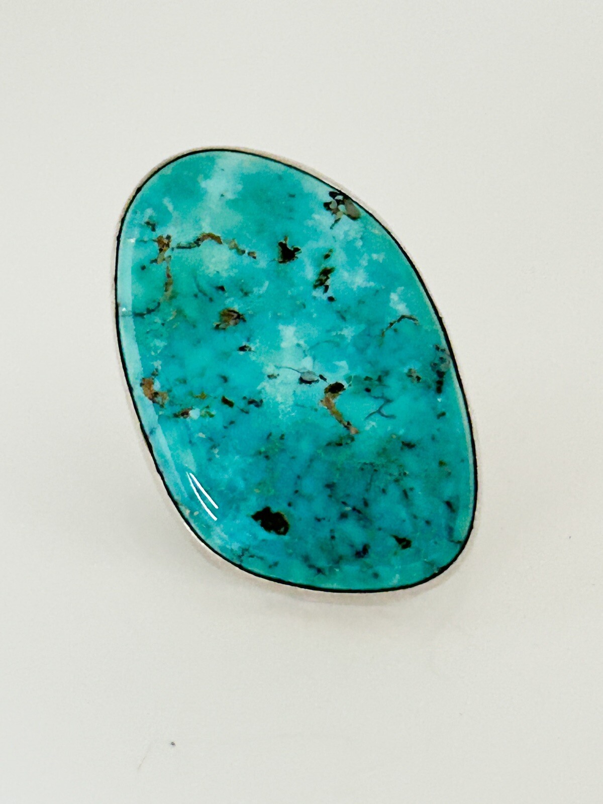 Large Turquoise Ring Sterling Silver Delbert Seca… - image 4