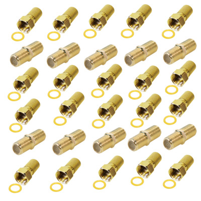 20x F-Stecker 7mm 10x F-Verbinder set zum verlängerung von Kabel VERGOLDET