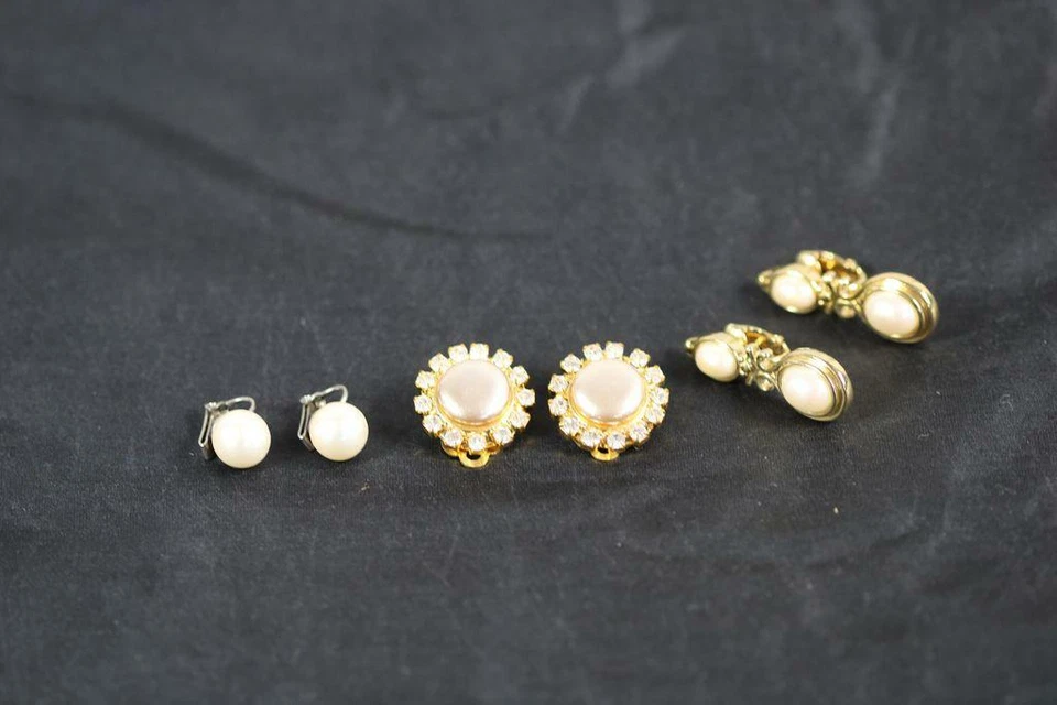 Vintage Schmuck - 3 Paar bzw. 6 Stück - Perlen und Steine Decor - ca. 24 Gramm - Bild 2 von 4