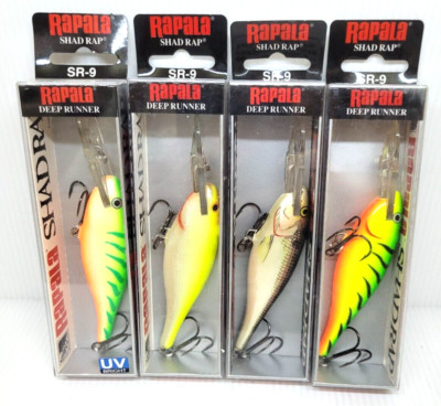SET-RS04 4pc Rapala Shad Rap SR-9 Deep Runner Fishing Lure