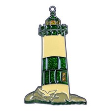 VTG Stained Glass Suncatcher Style Leaded Lighthouse Beach Maine Coastal 5  