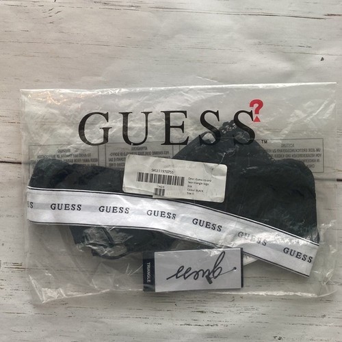 Nwt- Guess Logo Lace Triangle Bralette In Black Women's Size Small - Picture 2 of 6