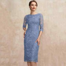 Half Sleeve Mother of the Bride Dresses Appliques Zipper Back Wedding Party Gown