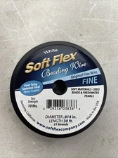 Premium Quality 21 Strand Beading Wire - Fine 0.14 Diameter - 30 Feet white
