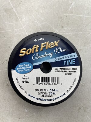 Premium Quality 21 Strand Beading Wire - Fine 0.14 Diameter - 30 Feet white