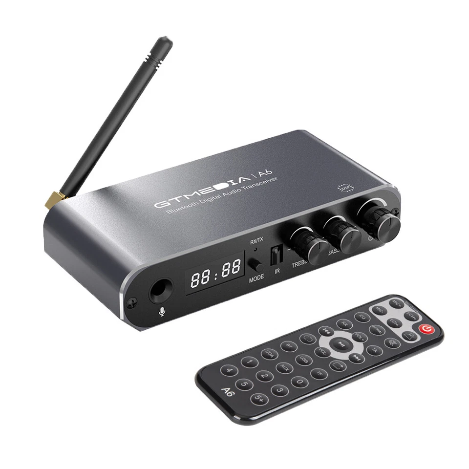 Long Range Bluetooth Transmitter Receiver Stereo Audio Adapter MIC w/APP Control - Image 3 of 4
