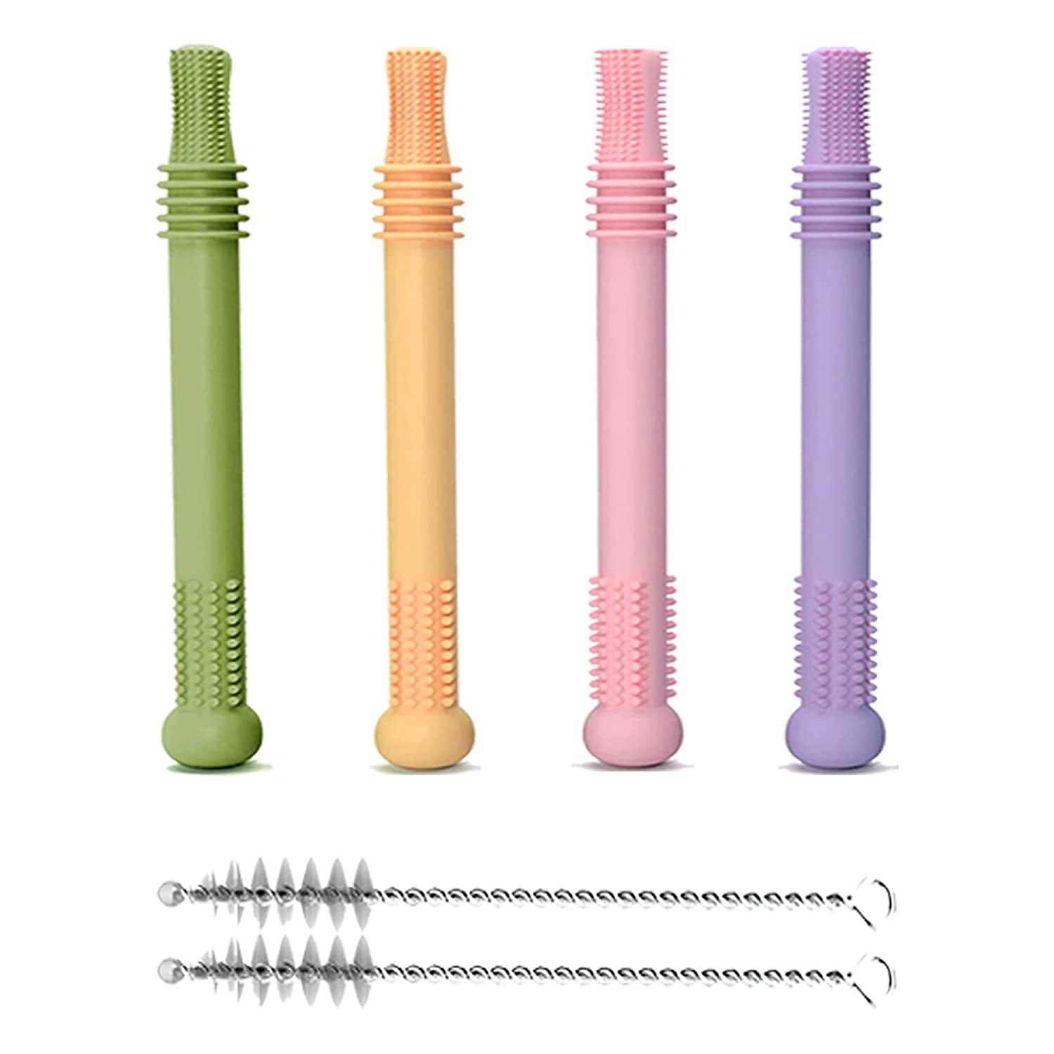 BABYSKIT Flexible Hollow Teething Tubes for Infants - Easy to Hold and Clean Te