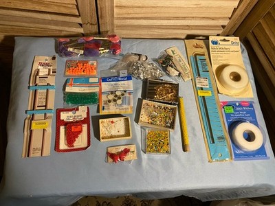 Crafting Lot Beads, Sequins, Eyes, Plus New & Used