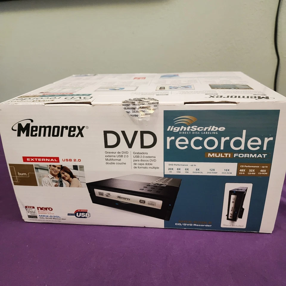 MEMOREX MRX-530LE DVD LIGHTSCRIBE RECORDER OPENED BOX BUT NEVER USED  - Image 3 of 4