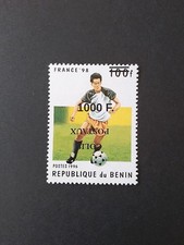 Bénin surchargé 1000f sur 100f Football CP 2 Rangs PF Inversé G Neuf MNH