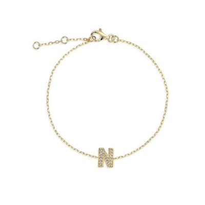 Damenarmband 9 kt Gelbgold Diamant besetzt Initialen N