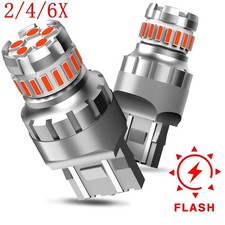 246x Parking Bulb 7443 7444 Red Led Strobe Flash Alert Bright Brake Tail Light