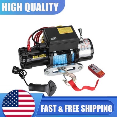 Wireless Electric Winch 10000lbs 12V Synthetic Rope Towing for Truck Trailer Car