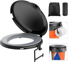 Bucket Toilet Seat with Cushion, 5 Gal Bucket Toilet Seat with Lid for Camping,