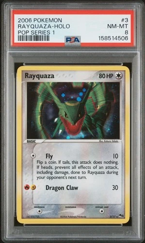 2006 POKEMON POP SERIES 1 #3 RAYQUAZA-HOLO PSA 8
