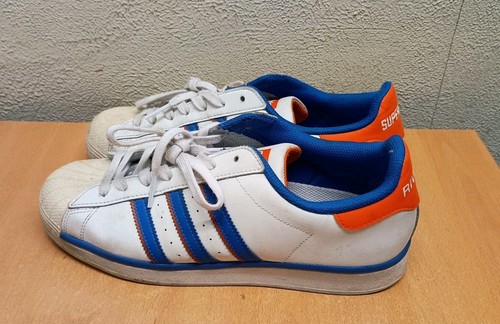 MEN'S SIZE 10 ADIDAS SUPERSTAR VS RIVALRY TRAINERS WHITE/BLUE ORANGE - Picture 3 of 10