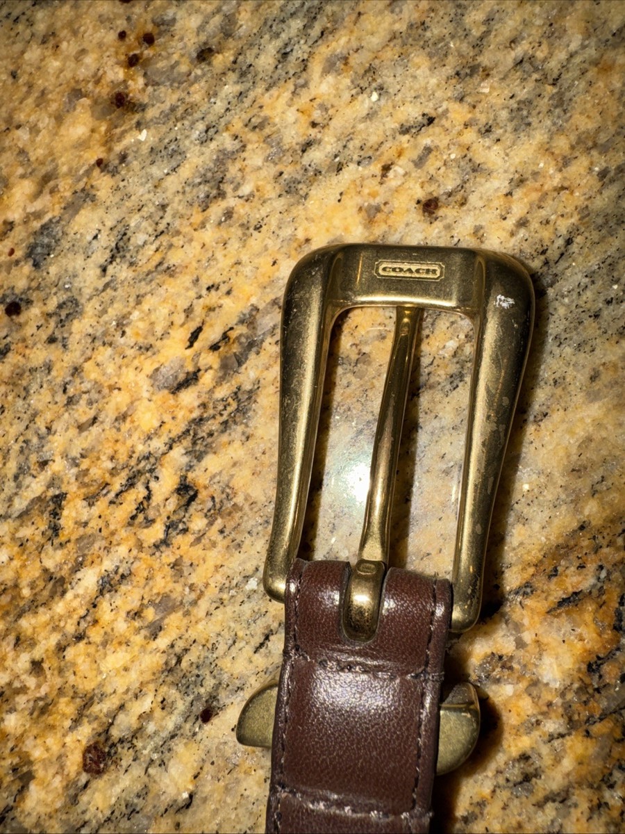 Vintage Coach Leather Belt Size Large Dark Brown Brass Gold  display picture 3