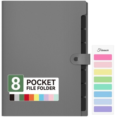 Forvencer Expanding File Folder with 8 Pocket, Letter Size Accordion Gray 