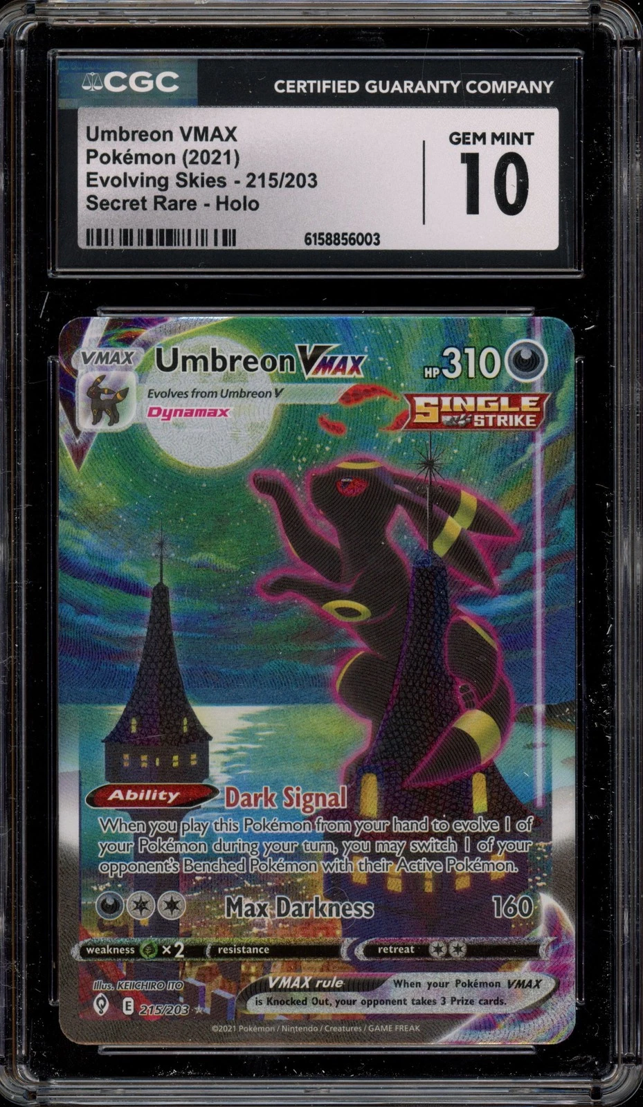 Pokemon Umbreon VMAX Evolving Skies Secret Rare Full Alt Art #215 CGC 10
