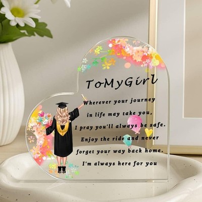 2D Graduation Gift for Her ToMyGirl Heart-Shaped Desk Decor for Daughter Friend
