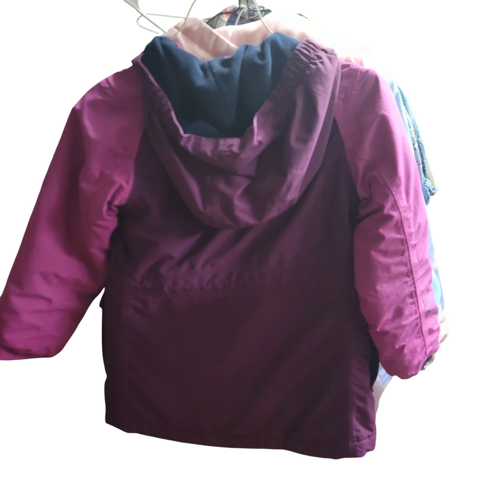 Chaqueta de invierno Lands End niños niñas púrpura rosa con capucha talla mediana 5-6 Foto 2 de 4