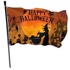 Happy Halloween Flag for Outside 3x5 Ft Halloween Witch Flag Durable Polyester