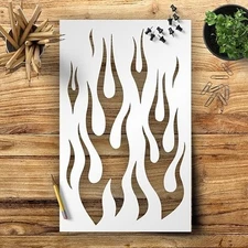 Flames Fire Custom Cut Stencil for Arts and Crafts - StencilAir