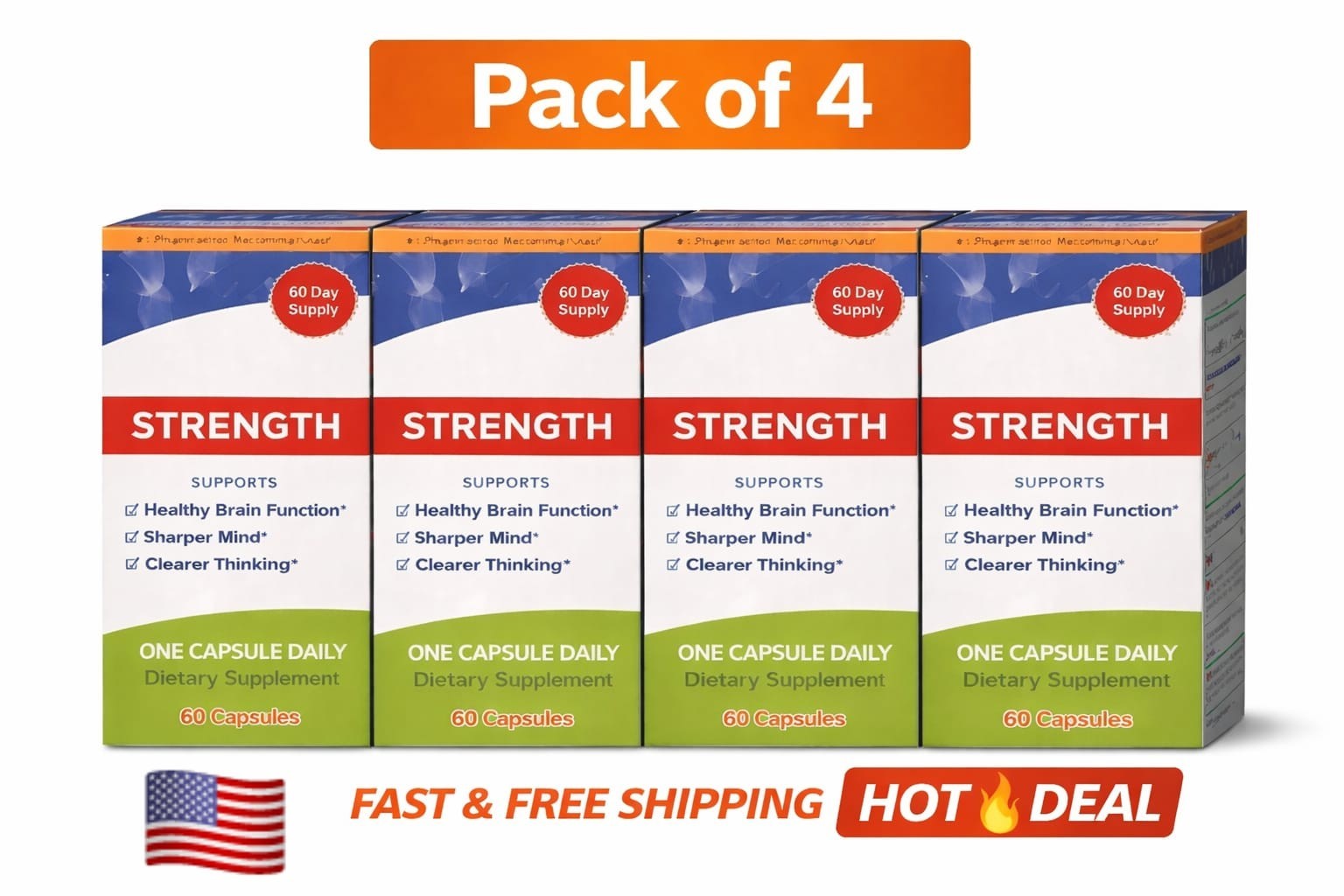 4 Pack Capsules – 240 Count – 20mg – New – Free Shipping – Ships From USA