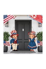 2 Pcs 4th of July Hanging Sign Wooden Patriotic Front Door Decorations Memorial
