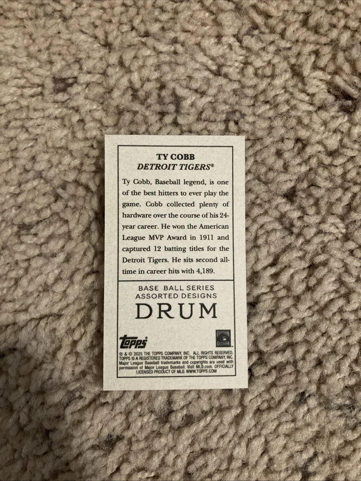 Béisbol Ty Cobb Drum Back T205, muy raro, 2025 Foto 2 de 4