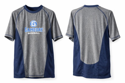 Alleson Athletic Herren Baseball Gameday T-Shirt Grau Meliert Dri Fit Klein