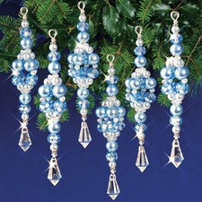 Nostalgic Christmas Beaded Crystal Ornament Kit Blue Crystal Ice Drops Makes 6