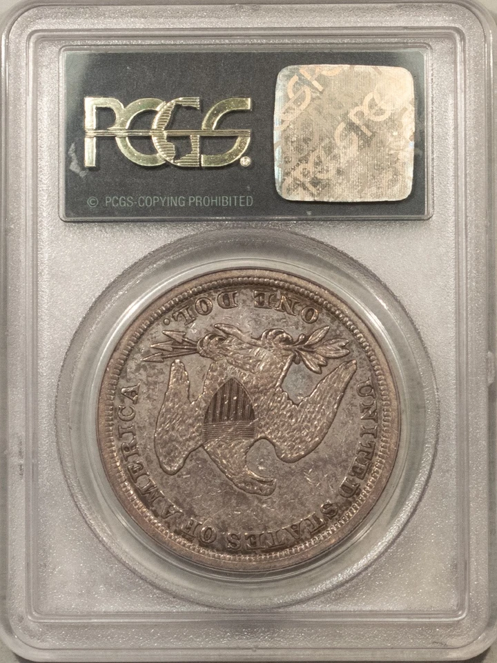 1853 LIBERTY SEATED DOLLAR - PCGS VF-35, OGH, RARE DATE, LOOKS BETTER, NEAT! - Image 4 of 4