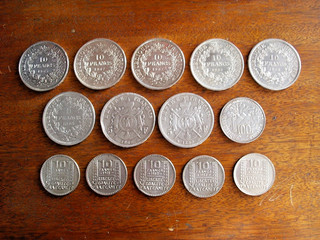 LOT de 14 Pièces de 5/ 10/ 100 Francs ARGENT Diverses (HERCULE TURIN.....)