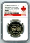 1974 $1 CANADA DOLLAR NGC MS67 WINNIPEG CENTENNIAL
