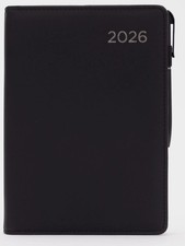 2026 A5 Week to View Diary Luxury Padded Organiser & Pen A-Z Address Black  Book