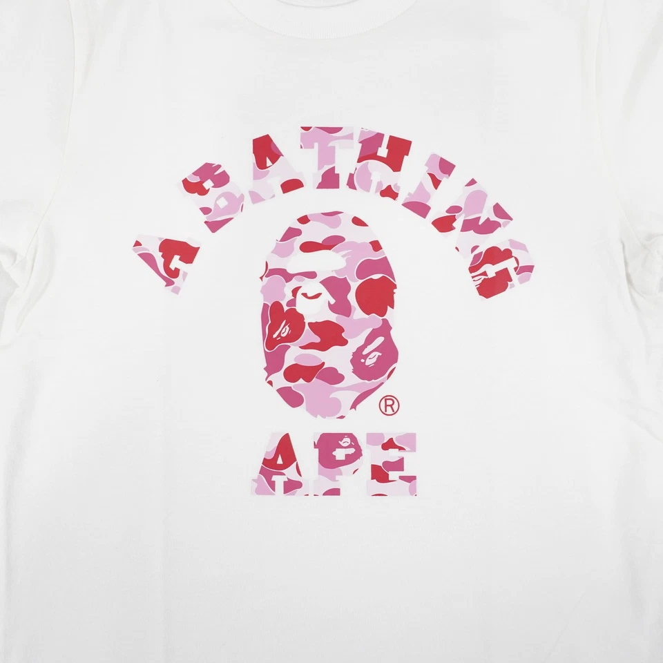 Camiseta de algodón universitario camuflada A Bathing Ape ABC en blanco y rosa - para mujer talla XS Foto 3 de 4